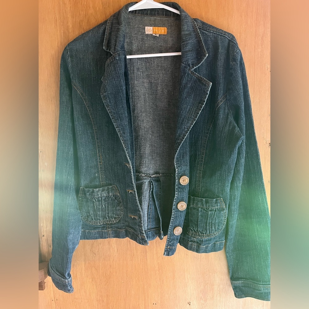 Tulle By Anthropologie, Fitted Denim Jacket Size Large